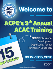Colorful graphic of a flyer to register for ACAC training