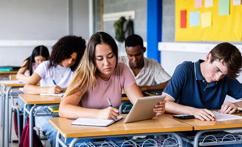 High School students at their desk working