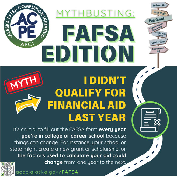 Its crucial to fill out the FAFSA form every year you're in college or career school because things can change. For instance, your school or state might create a new grant or scholarship or the factors used to calculate your aid could change from one year to the next.